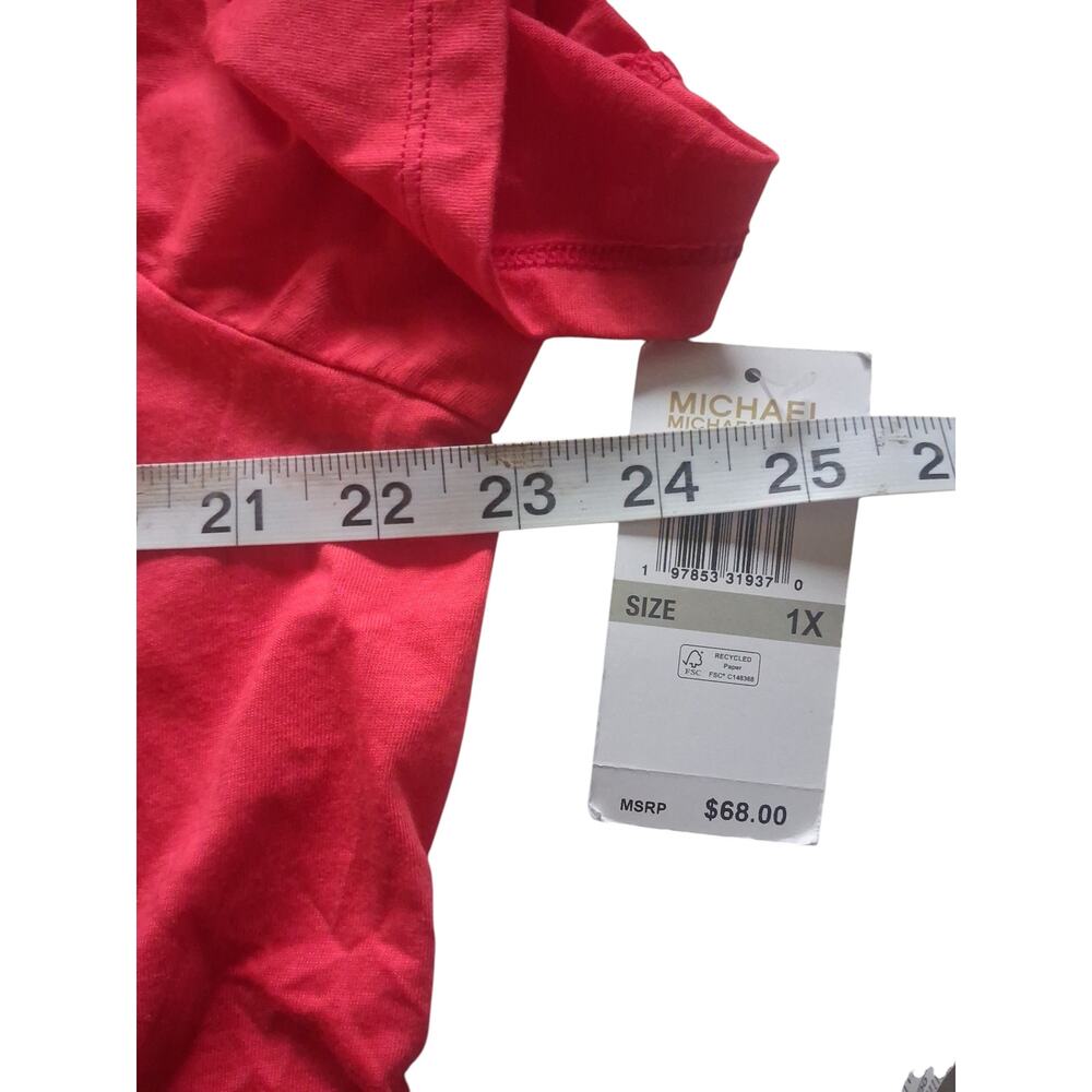 Michael Kors Light Red T-shirt Round Neck Short Sleeve Logo Womens Size 1XL - Picture 5 of 7